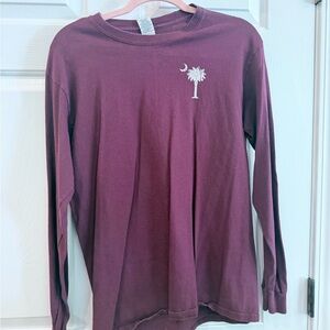 Long Sleeve Maroon Tee with Palm & Crescent Logo